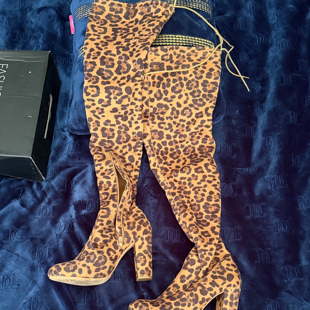 Fashion Nova Leopard Print Over-the-Knee Boots